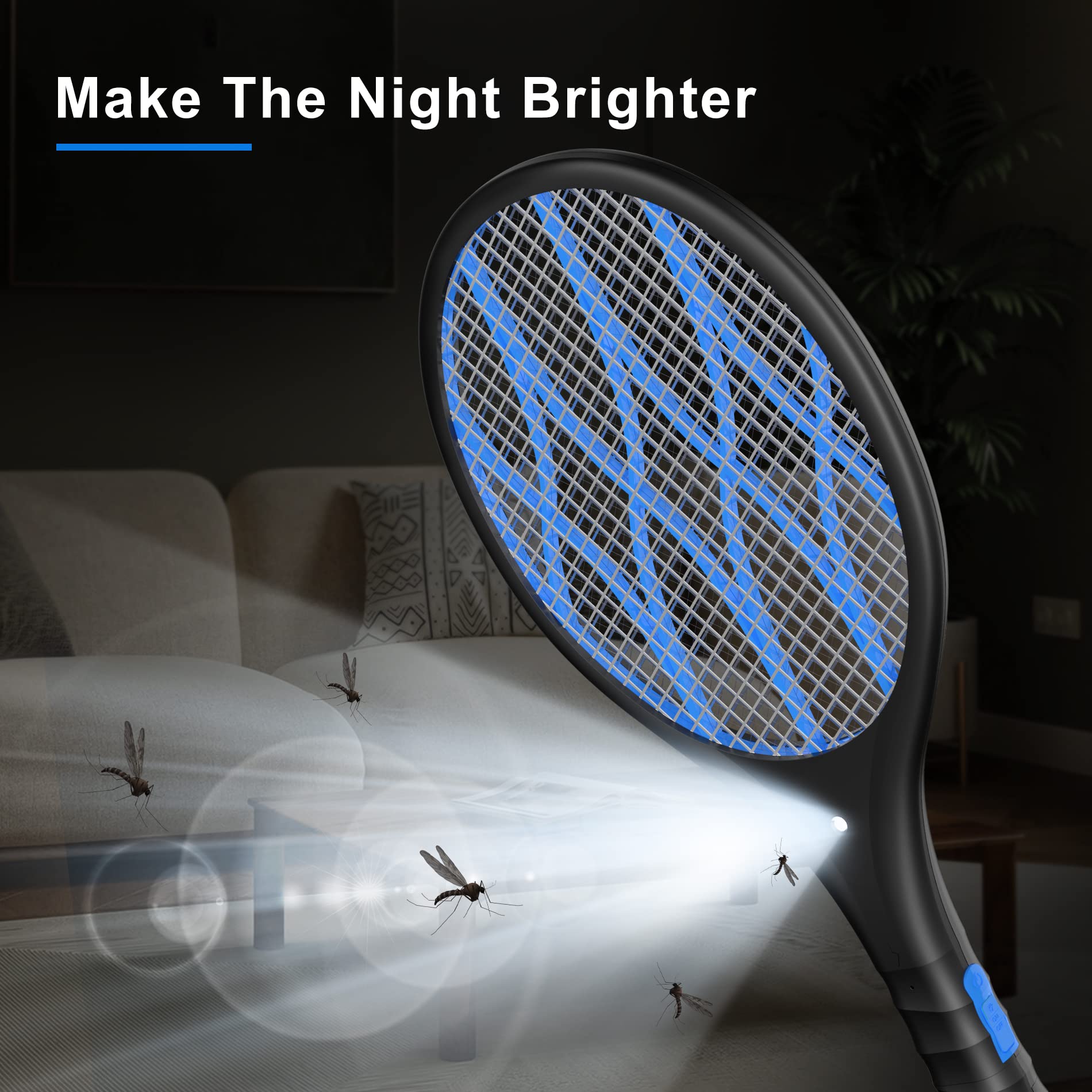 Buy JANMASH Bug Zapper Rechargeable Electric Fly Swatter with 4000V