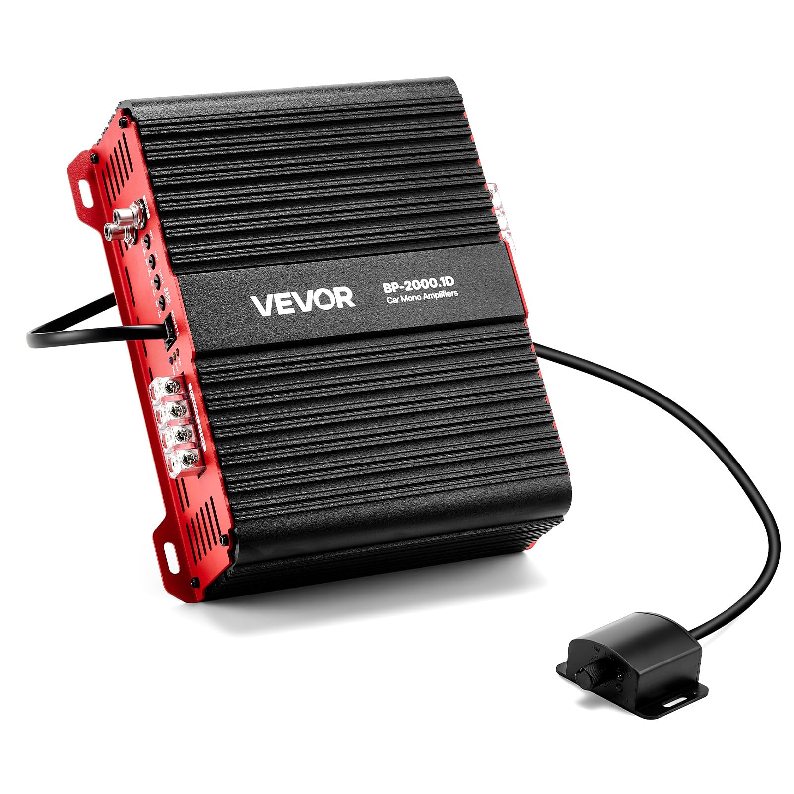 VEVOR Monoblock Car Amplifier, 2000W RMS MAX, 1/2/4 Ohm Stable, 1-Channel Class D Car Audio Amplifier with Remote Subwoofer Level Control, Low Pass