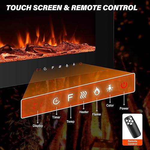Miniatura 4 de Chimenea eléctrica, insertos de chimenea eléctrica, chimenea falsa, chimenea de pared eléctrica con control remoto, chimenea eléctrica de 40