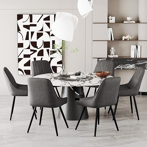 Miniatura 31 de Alunaune Juego de 2 sillas de comedor modernas, sillas de cocina tapizadas, silla de ocio sin brazos de mediados de siglo, silla auxiliar de Gris