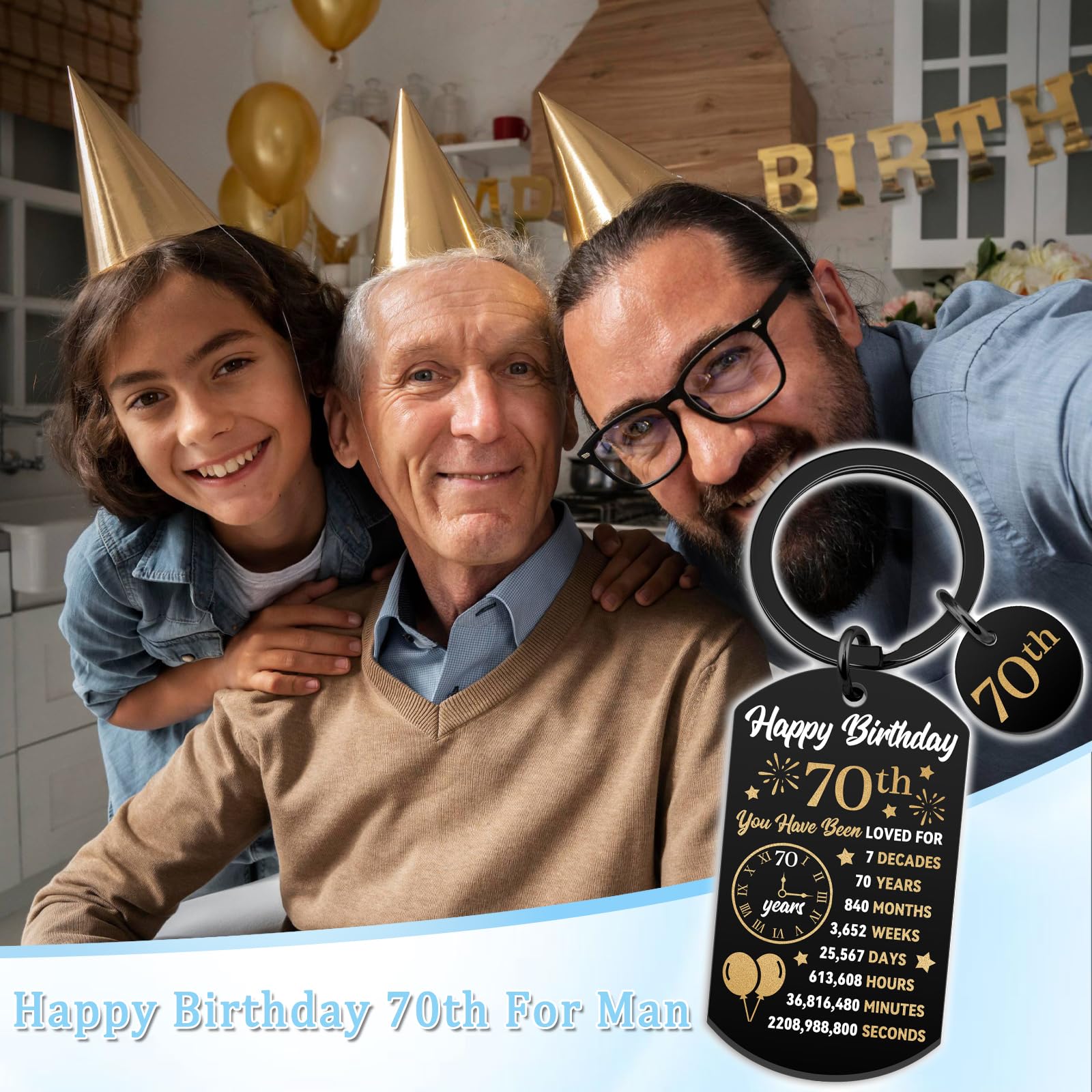 70th Birthday Gifts For Men Dad Papa Grandpa Cool Gifts For 70 Year Old Man Happy Birthday Keychain For Men Friend Bff Old Man Gift Ideas Meaningful Gift For Him