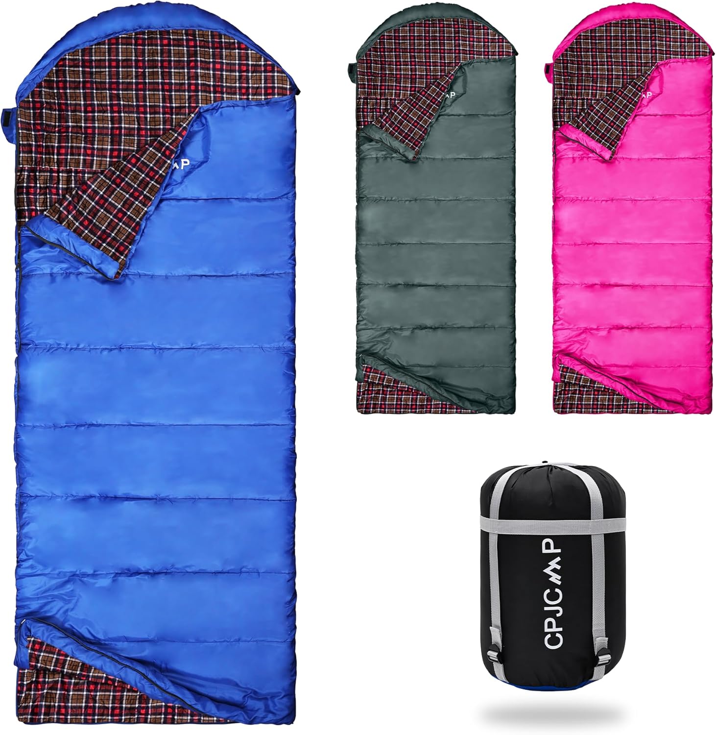 0 Degree Sleeping Bag for Cold Weather,100% Cotton Flannel XXL for Adults Big and Tall Cold Weather Winter Zero Degree Camping,Free Compression Sack Blue