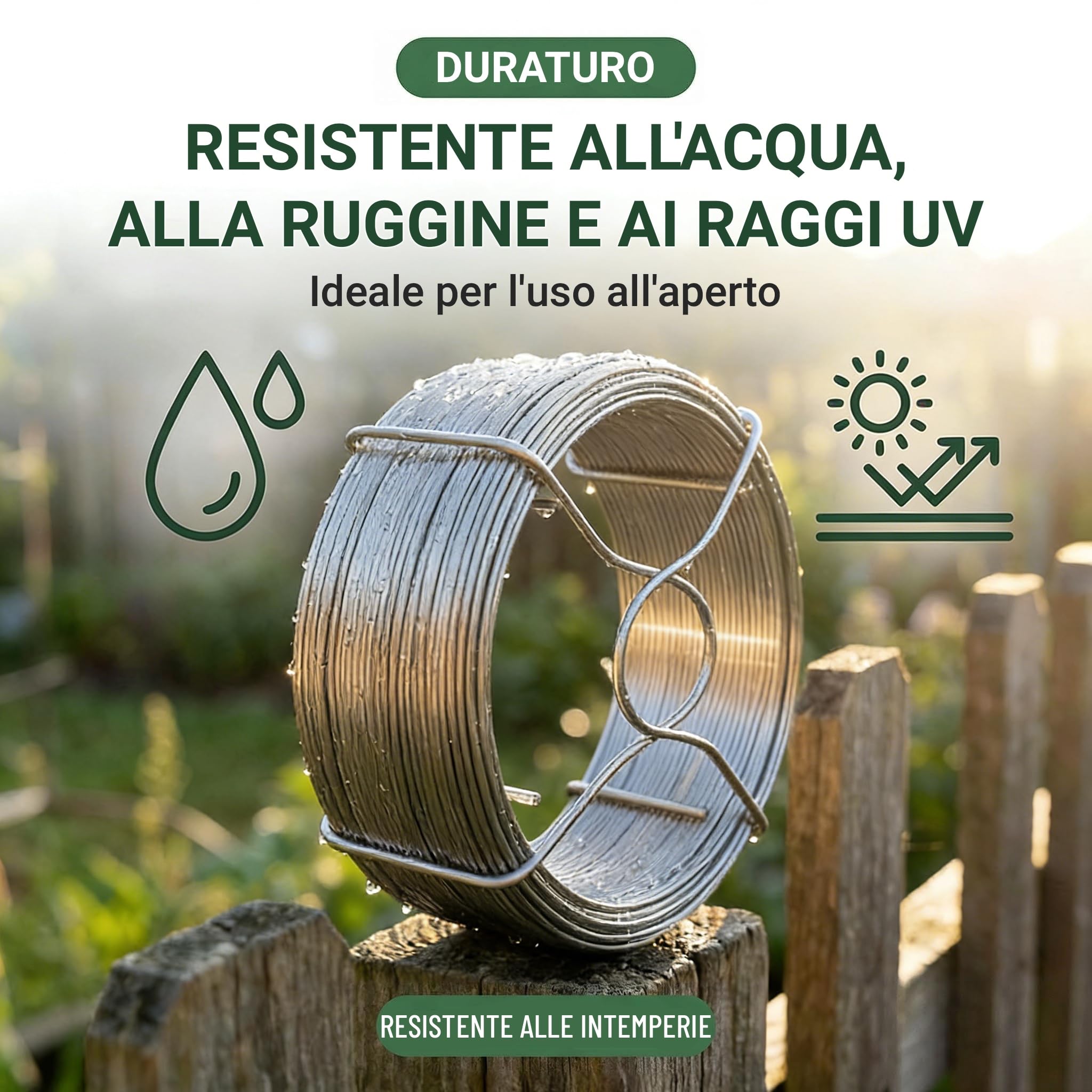 Amagabeli Garden Home Filo di ferro da giardino zincato, 2,2 mm, peso 5 kg, filo di tensione rotolo di filo di ferro metallico rivestito per recinzione WR2 DA098