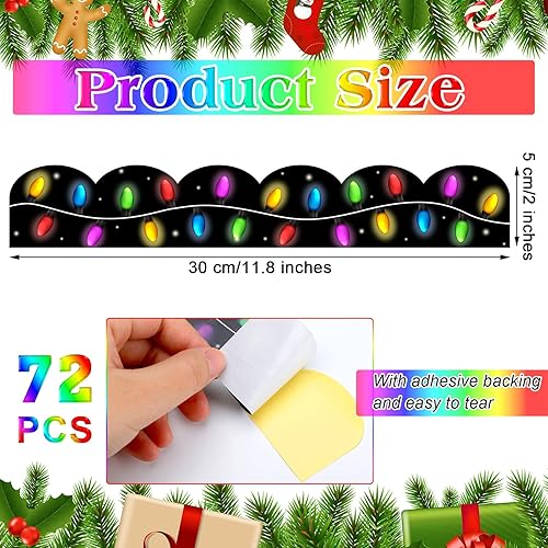 Miniatura 2 de 72 unidades de 70 pies de Navidad arcoíris para tablón de anuncios, bordes de aula para tablón de anuncios, borde de arco iris para Navidad, aula,