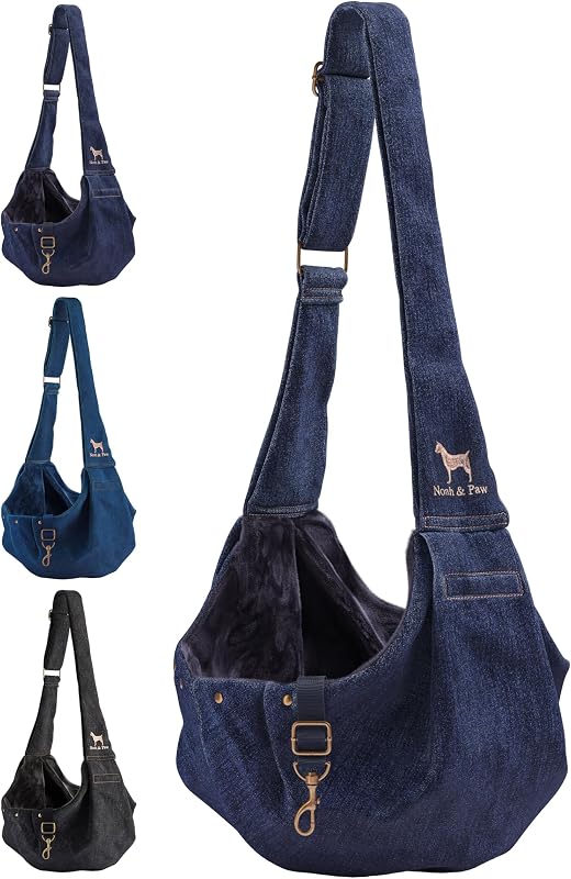 Peitoral Sling para Cães Pequenos e Gatos em Denim Premium NOAH & PAW SL-SNP-DB-DE, até 8 kg