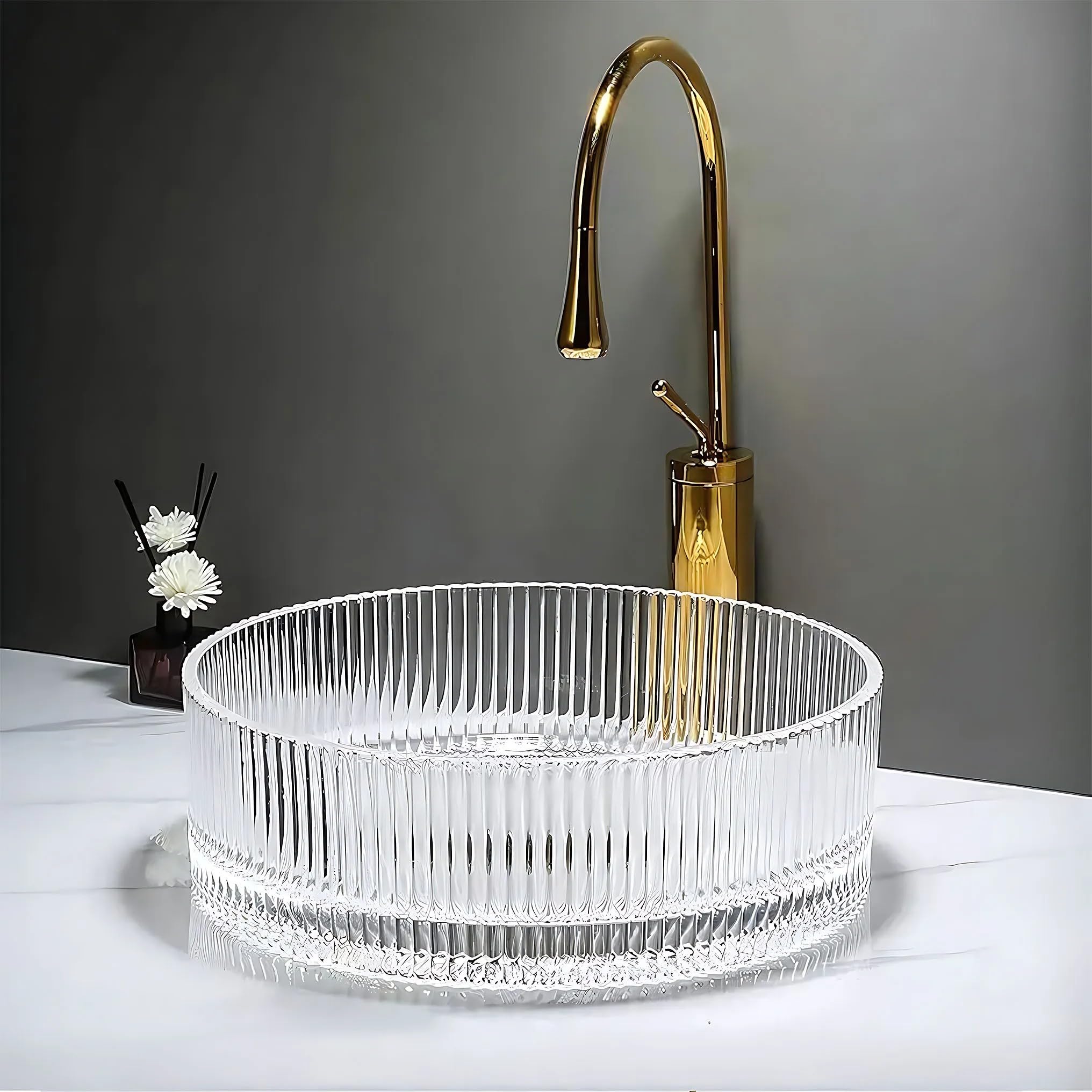 Lavabo Sobre Encimera Rea Ingrid 36 Transparent 36X36X12Cm