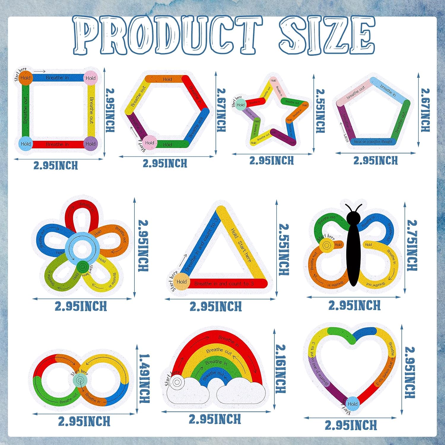 Crtiin 50 Pieces Anxiety Sensory Stickers for Anxiety Relief Calm Textured Mental Health Stickers Breathing Fidget Relief Strips for ADHD Teen Adult Office Classroom Desk Stress(Hold Style)