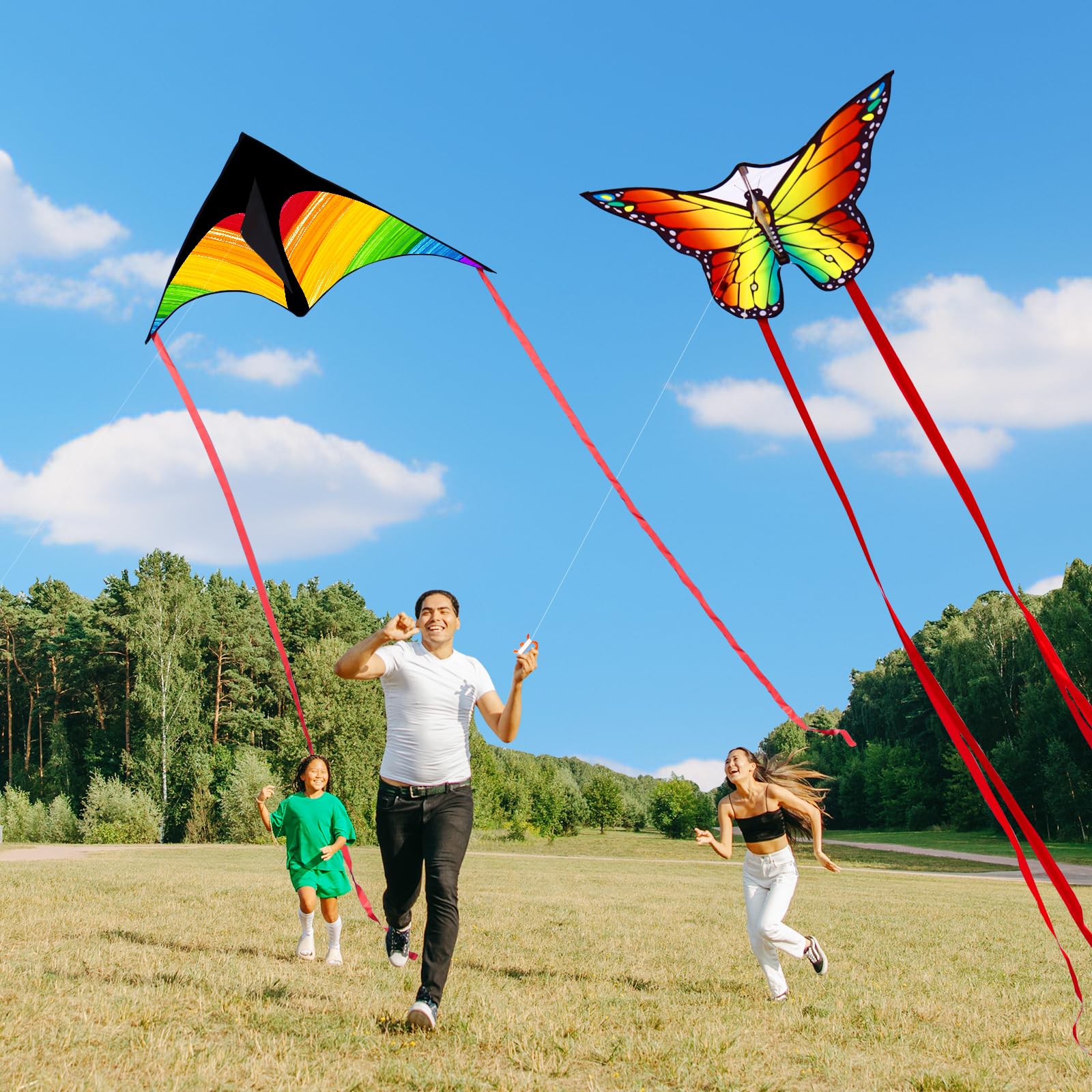 Juego de 3 juegos de pulpo de mariposa Delta para niños y adultos, fácil de volar cometa forchildren,Outdoor Adultos Niños Volar Juguetes para Niños