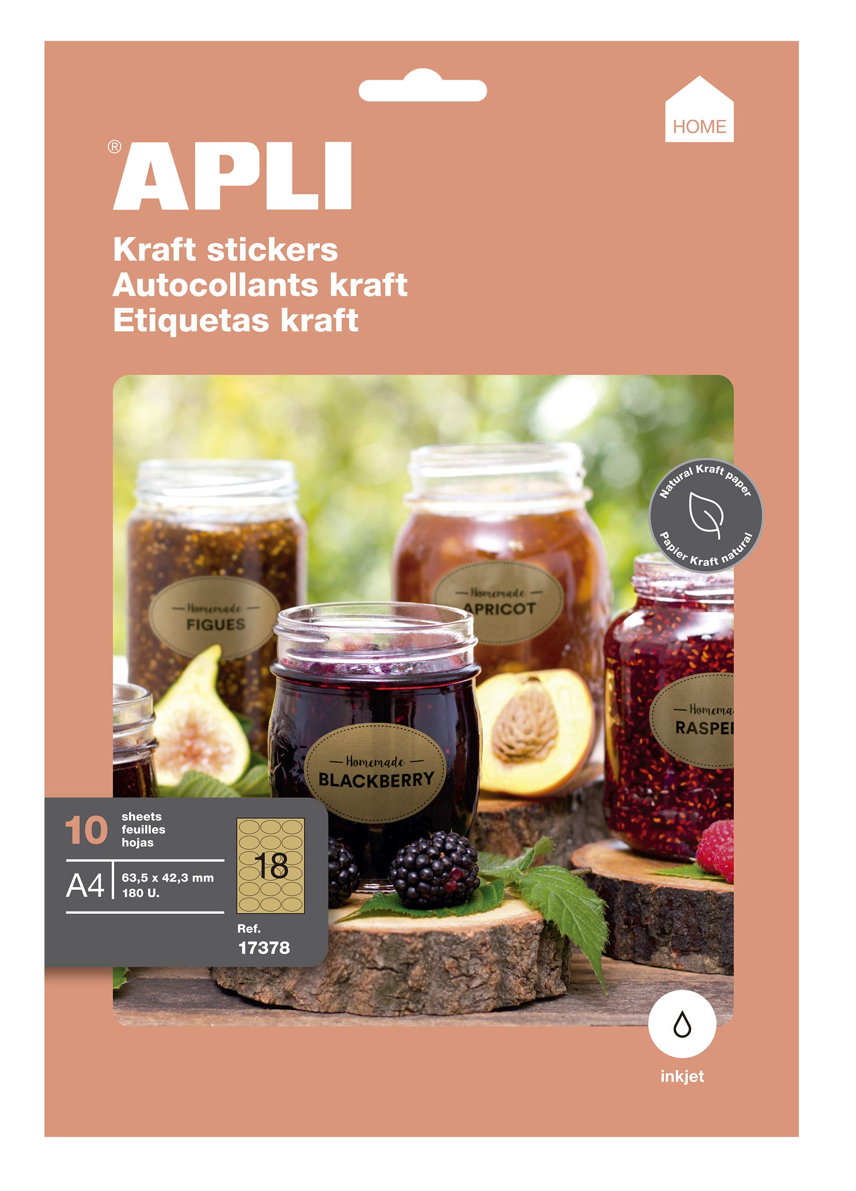 APLI 17378 - Permanent Kraft Labels 63.5 x 42.3 mm 10 Sheets
