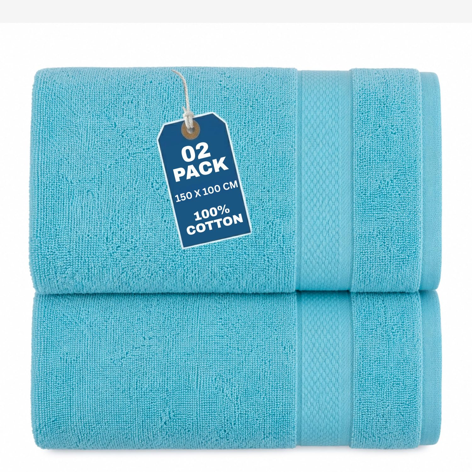 Gift Hub Bath Sheets Pack Of 2 | 100% Cotton Bath Towels | Luxury, Soft, Highly Absorbent, Hotel Quality Bathroom Towels | Jumbo Bath Sheet 100 x 150 cm | Aqua