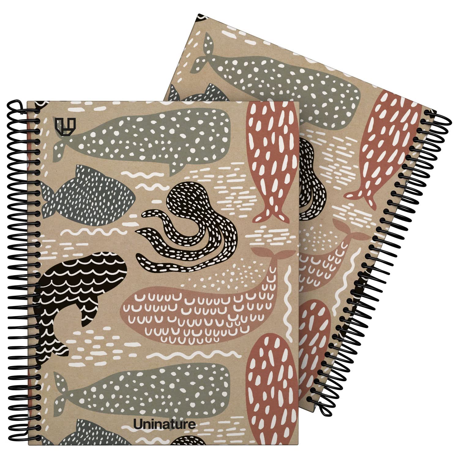 Unipapel | 100% recyceltes A5-Notizbuch | 80 Blatt kariert 4 x 4 | 90 g | Wale | FSC recycelt 100% | Hardcover | Uninature Design