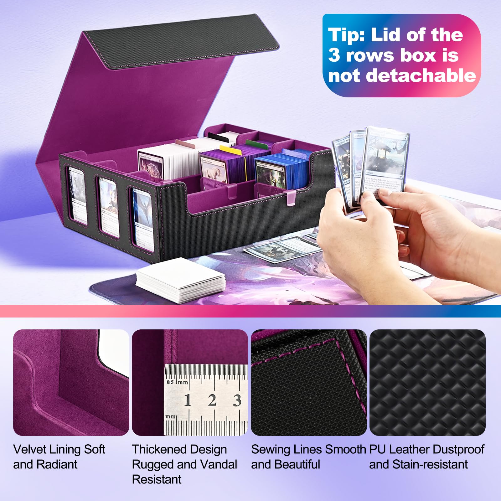 UAONO Caja de Almacenamiento para Tarjetas Intercambiables - Más de 1800 Cajas Commander para MTG Con Ventana de Visualización - Funda de Carga Superior