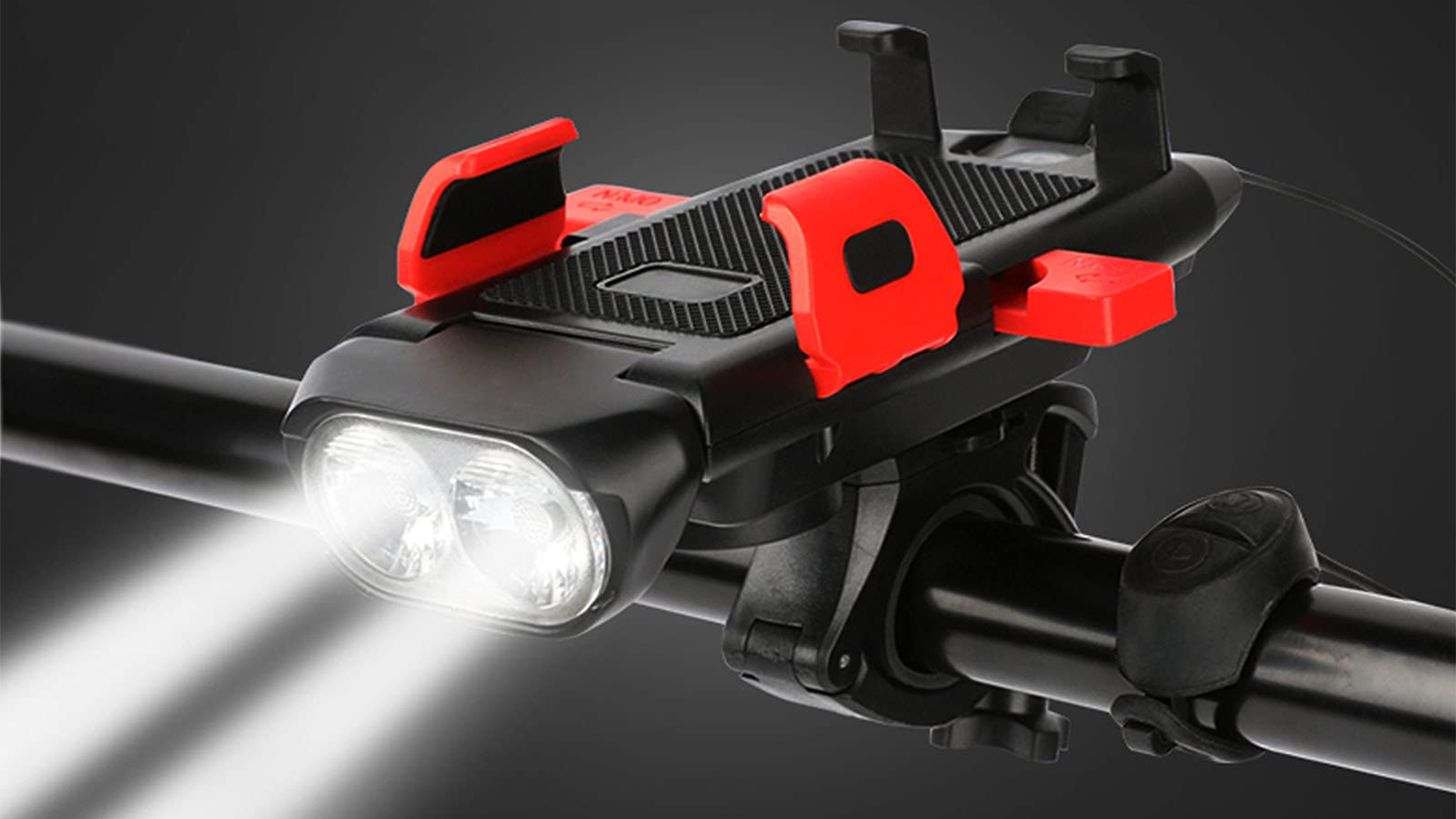 Lampada Bici LED Ricaricabile USB - 700 Lumen, Batteria 4000 MAh, Con Supporto Smartphone, Caricatore E Clacson Integrato - Foto 4