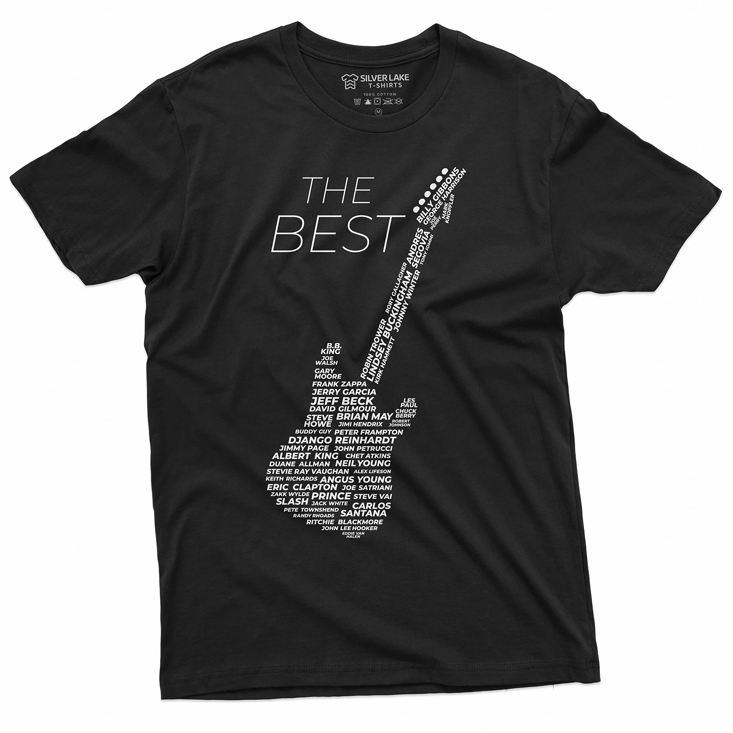 Men's Guitar Player T-Shirt Music Band Country Rock Jazz Shirt Legendary Guitarists Tee Black