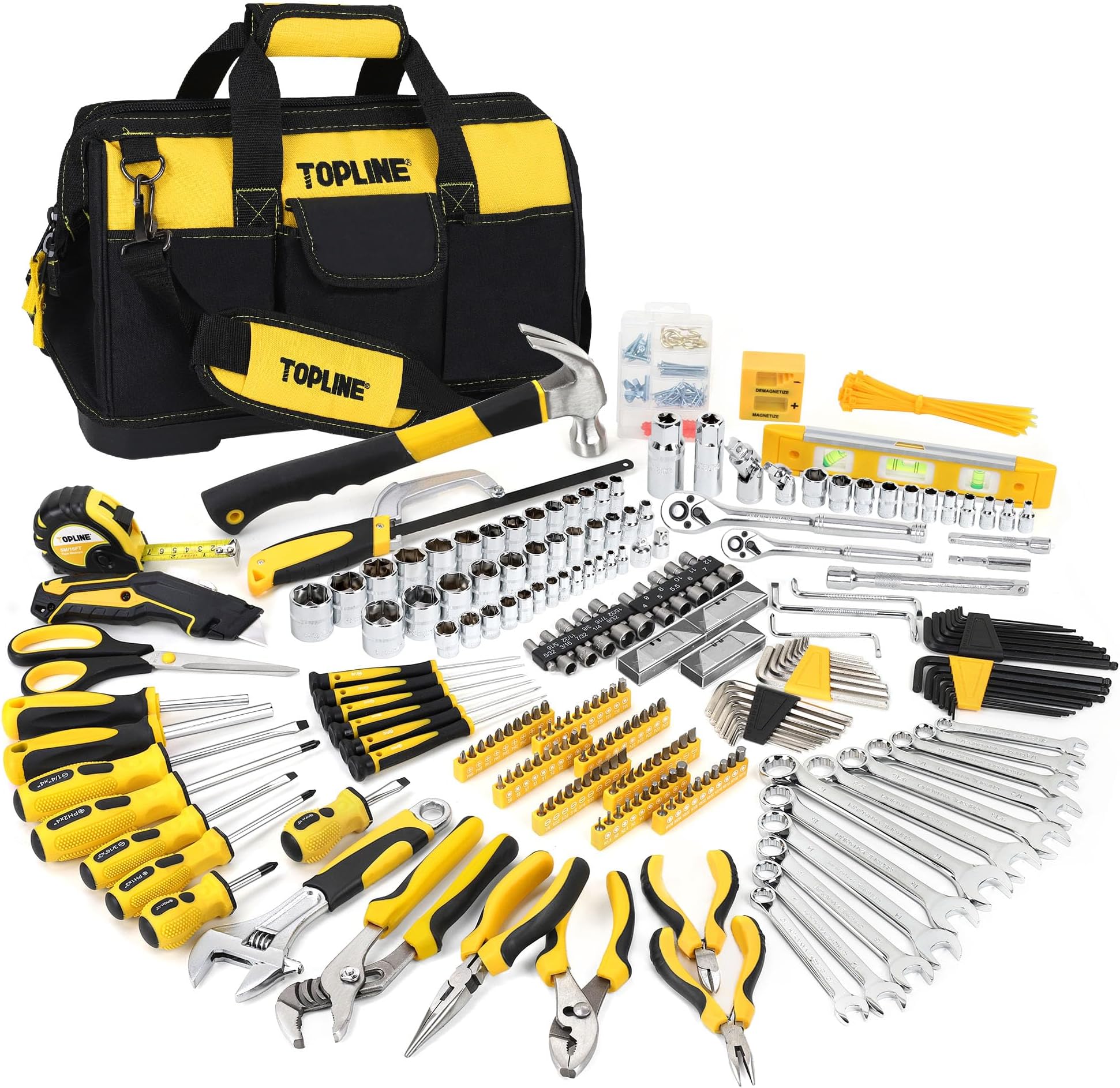 467-Piece Household Home Tool Sets for Mechanics, 16-Inch Tool Bag with Heavy Duty Home Tool Kit Included, Tool Sets for Men, Tool Kits for Home General Maintenance, Basic Applications
