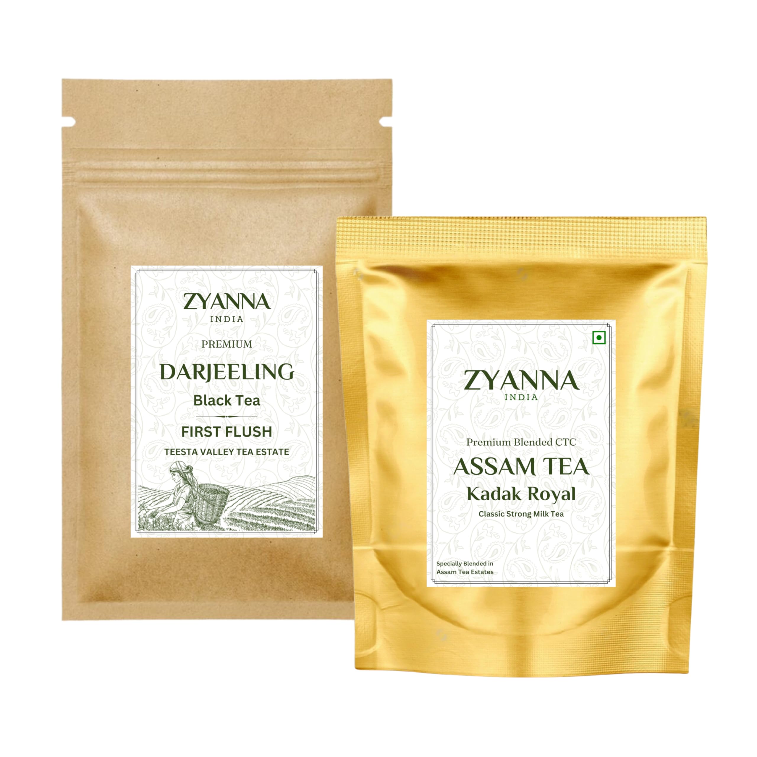 ZYANNAAssam Tea (16oz) + Premium Darjeeling Tea (3.53oz) Combo Pack
