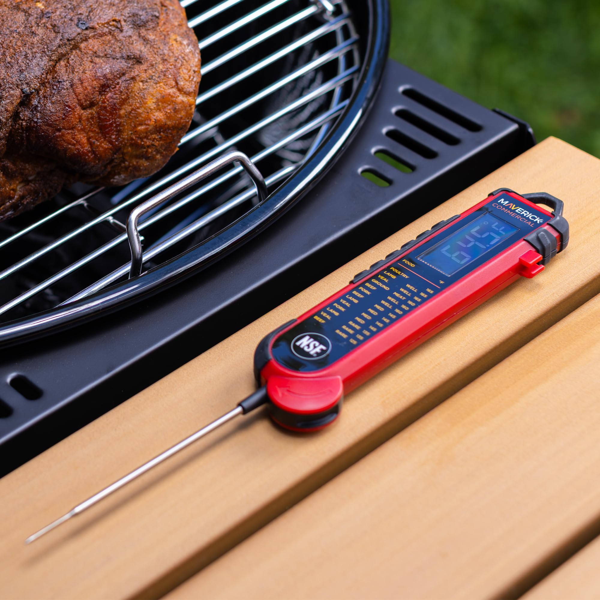 Maverick PT-100 Pro-Temp Commercial Smoker BBQ Probe Meat Termometro per carne, 15 cm, rosso