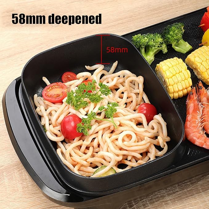 Olla y Parrilla Eléctrica 2 en 1, Tapa de Vidrio, Temperatura Ajustable miniatura 6