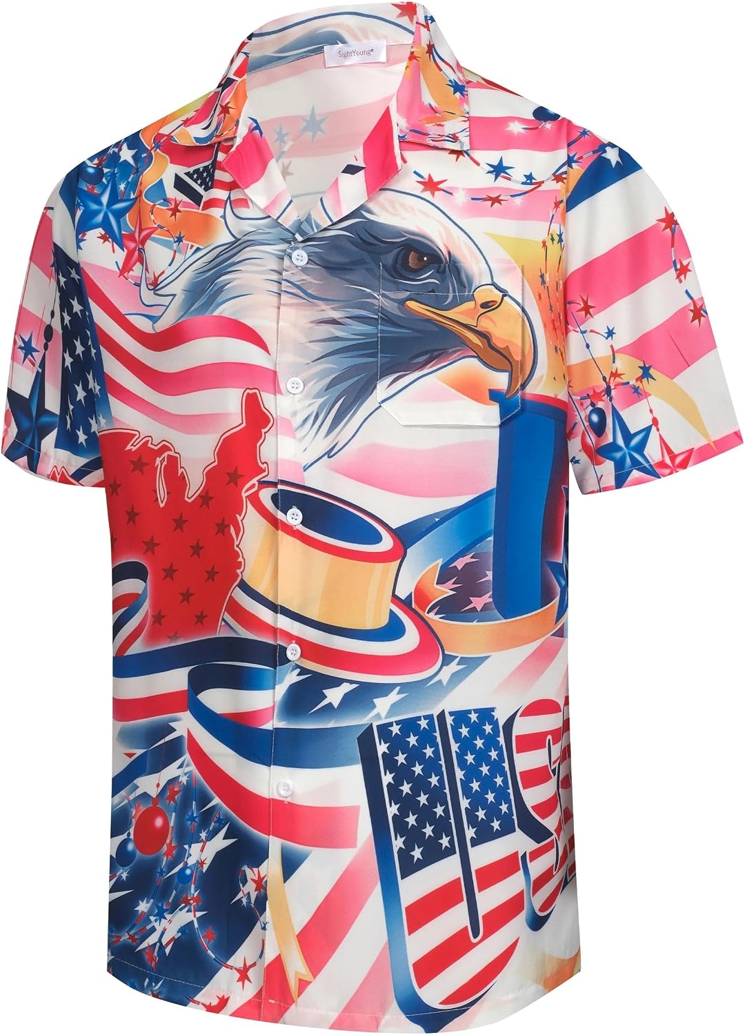 Patriotic Shirt for Men,4th of July American Flag Shirts,Hawaiian Shirt for Independence Day Holiday