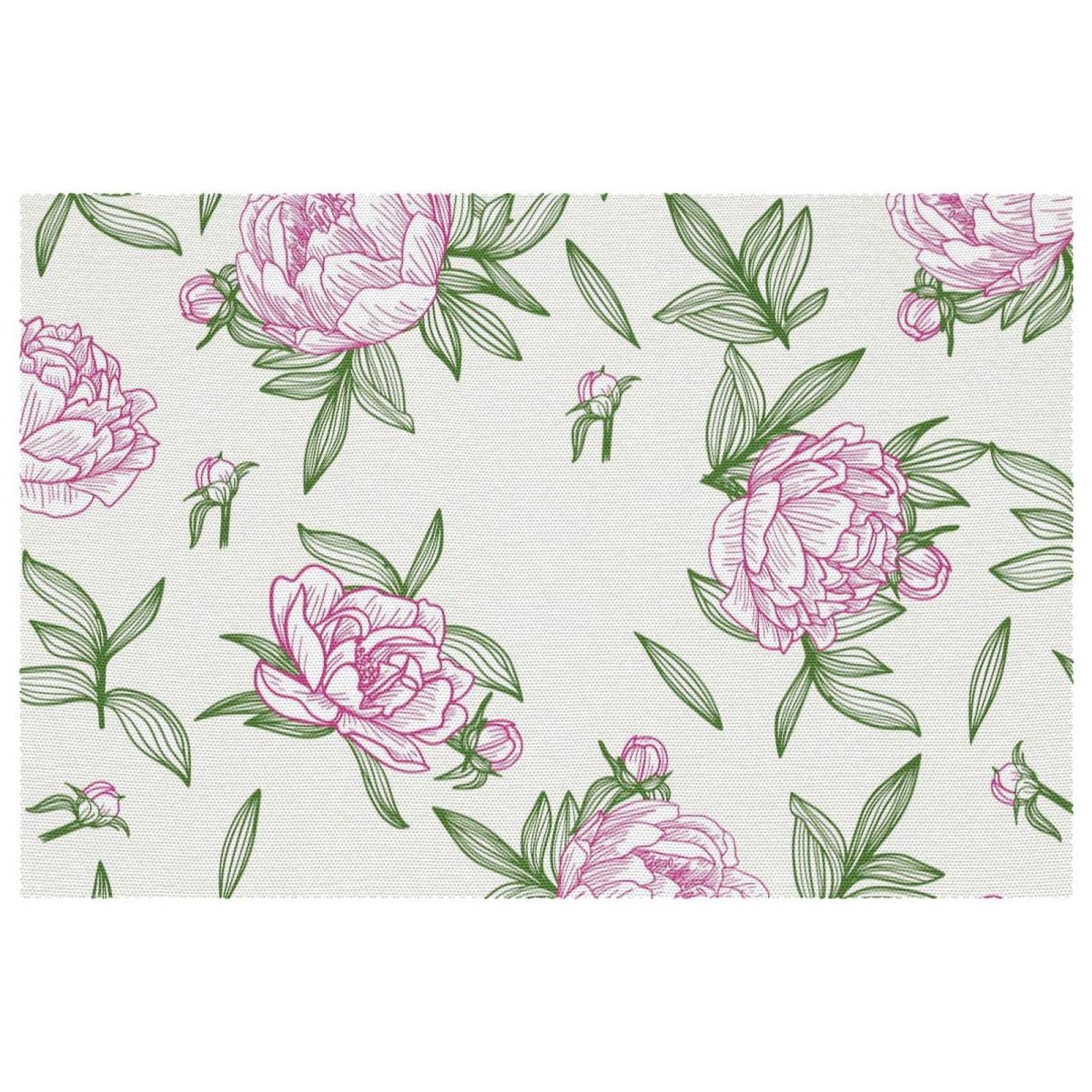 Sets de table pivoines 30x45cm lot de 6 anti-chaleur pour salle à manger
