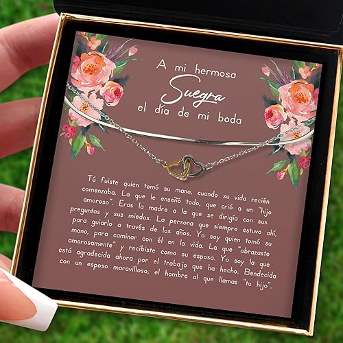 Miniatura 3 de Sentimental regalo del día de la boda collar de oro blanco de 14 k de belleza agraciada, regalo de madre de la novia, a mi mamá en el día de la