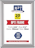 Vista 12 de M&T Displays Opti Snap - Marco para póster de 5 x 7 pulgadas, color plateado, perfil de aluminio de 0.55 pulgadas, carga frontal, montaje en pared