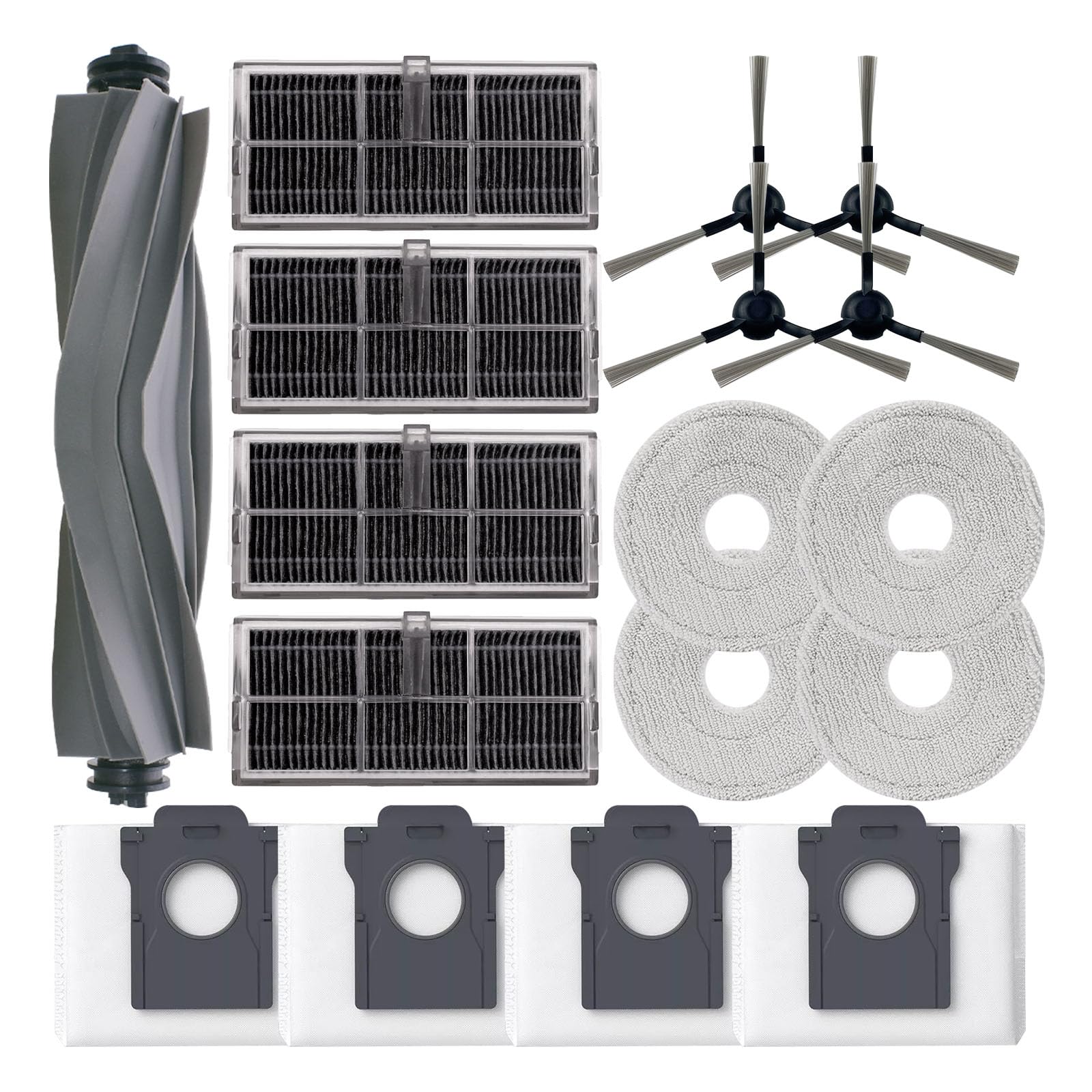 Neutop Replacements Compatible with Dreame L10s Pro Ultra Heat/L10s Ultra Gen 2/X30 Ultra Robot Vacuum with 1 Roller Brush 4 Filter 4 Side Brush 4 Mop Pad 4 Dust Bag