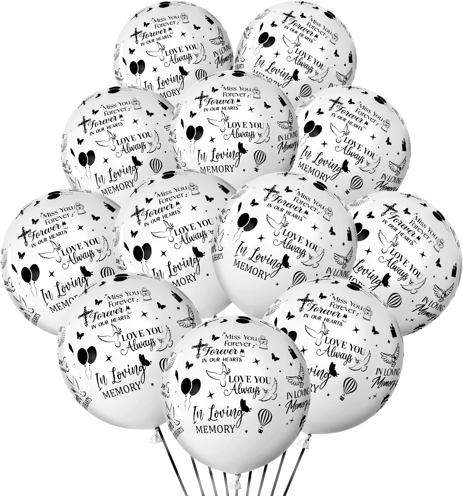 Kathfly 100 Pcs Memorial Balloons Funeral Remembrance Latex Balloons Celebration of Life Decorations White Heavenly Birthday Decor to Release in Sky for Funeral Favors Condolence Bereavement Grave