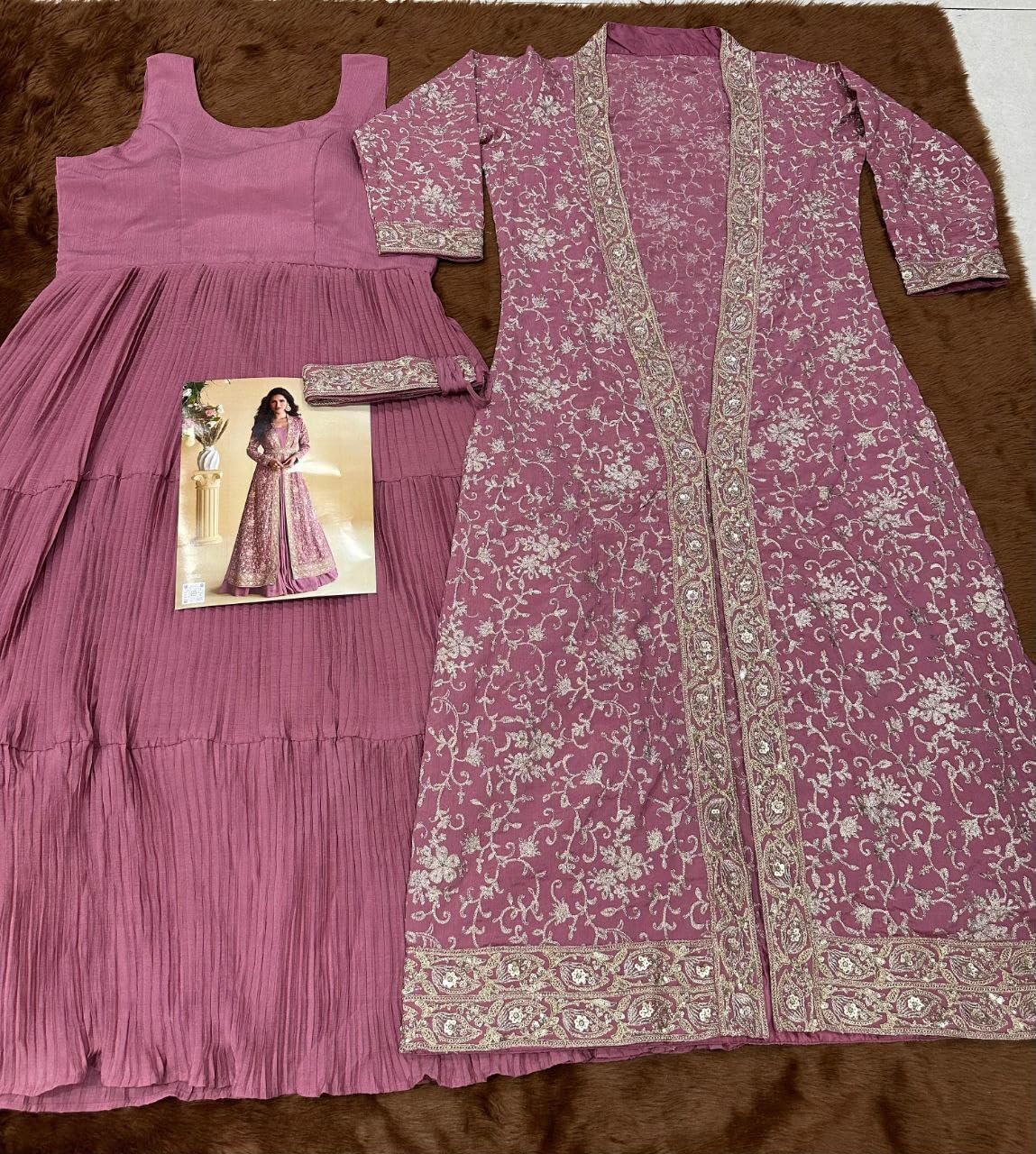 Indian Pakistani Womens Ready to wear Suit with shrug & belt for Eid Party Wedding Festivals (2970)