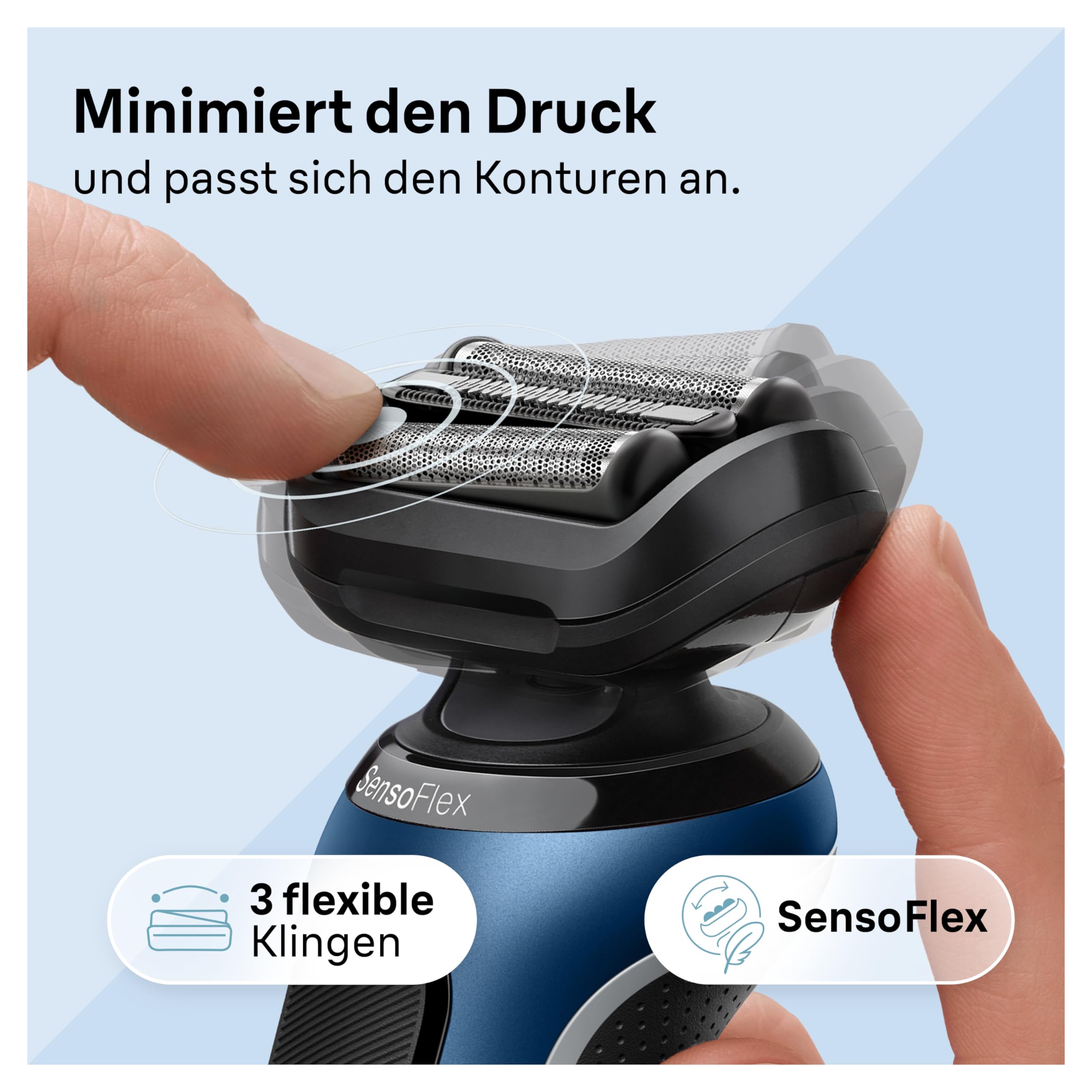 Braun Series 6 Elektrorasierer mit EasyClick Barttrimmer Aufsatz, SensoFlex Rasierer Herren Elektrisch, Wet & Dry, Geschenk Mann, Made in Germany, 61-B1500s, blau