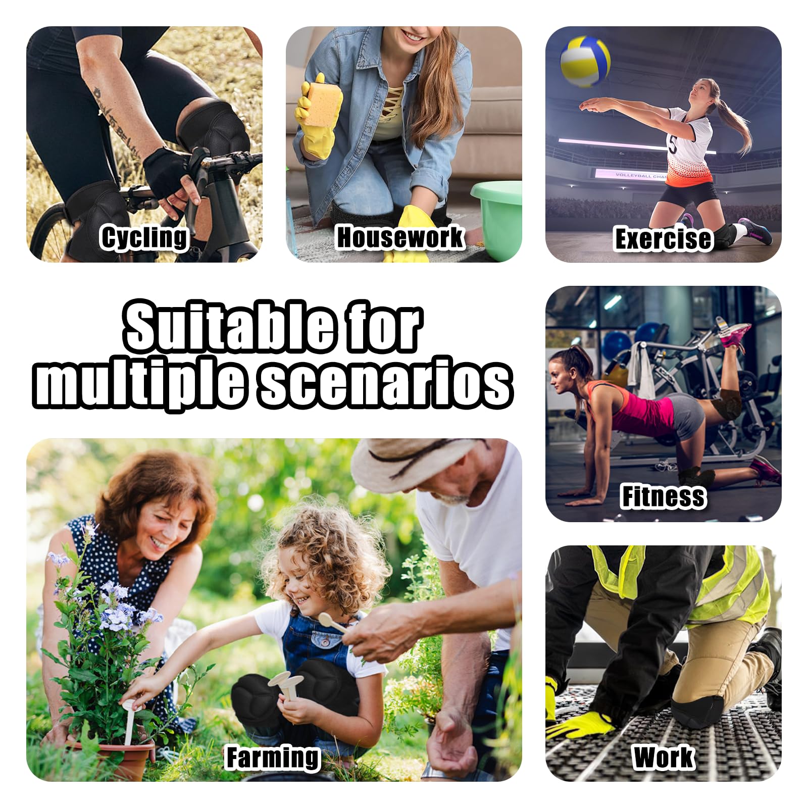Ylinwtech (XL rodilleras multifunción,Rodilleras Deportivas,Rodilleras Deportiva Transpirable,Esponja Anticolisión Negra De 30 MM De Espesor,Para Jardinería, Limpieza, Pisos, Voleibol, Baile