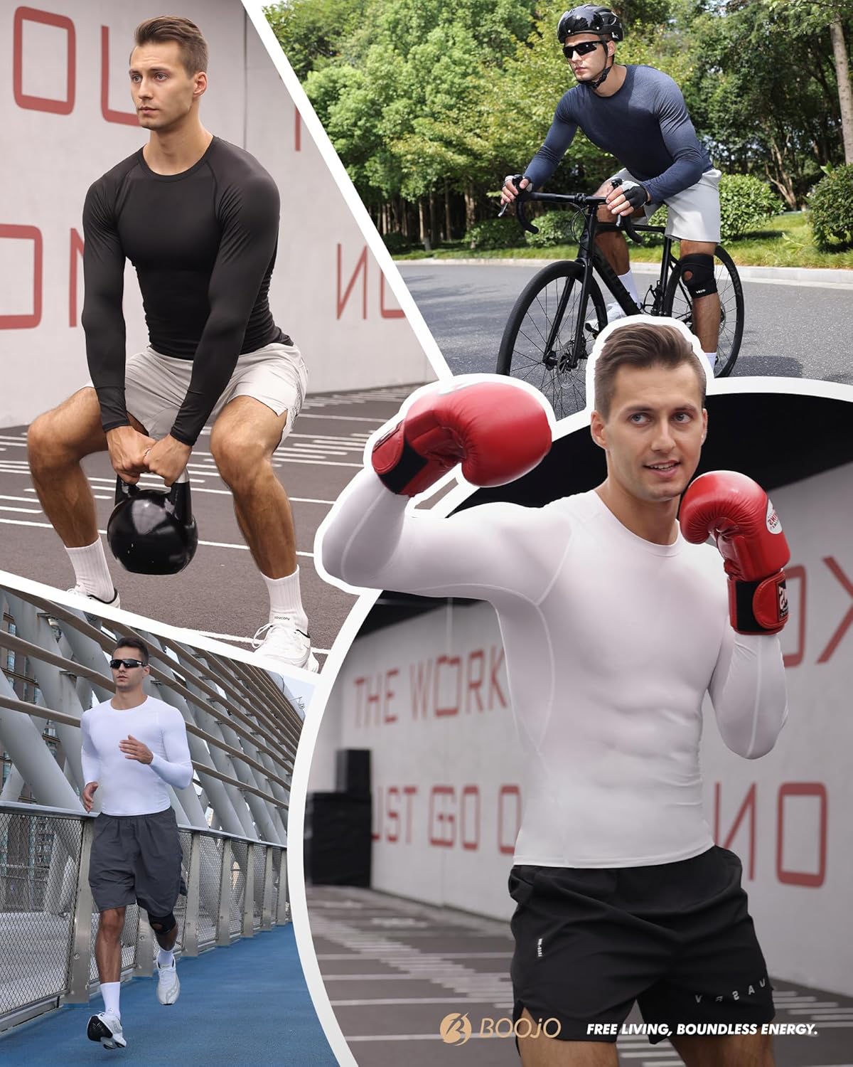 Compression Shirts for Men - Long Sleeve Black Workout Base Layer Athletic Gym Tops Quick Dry Running Undershirts - Image 2