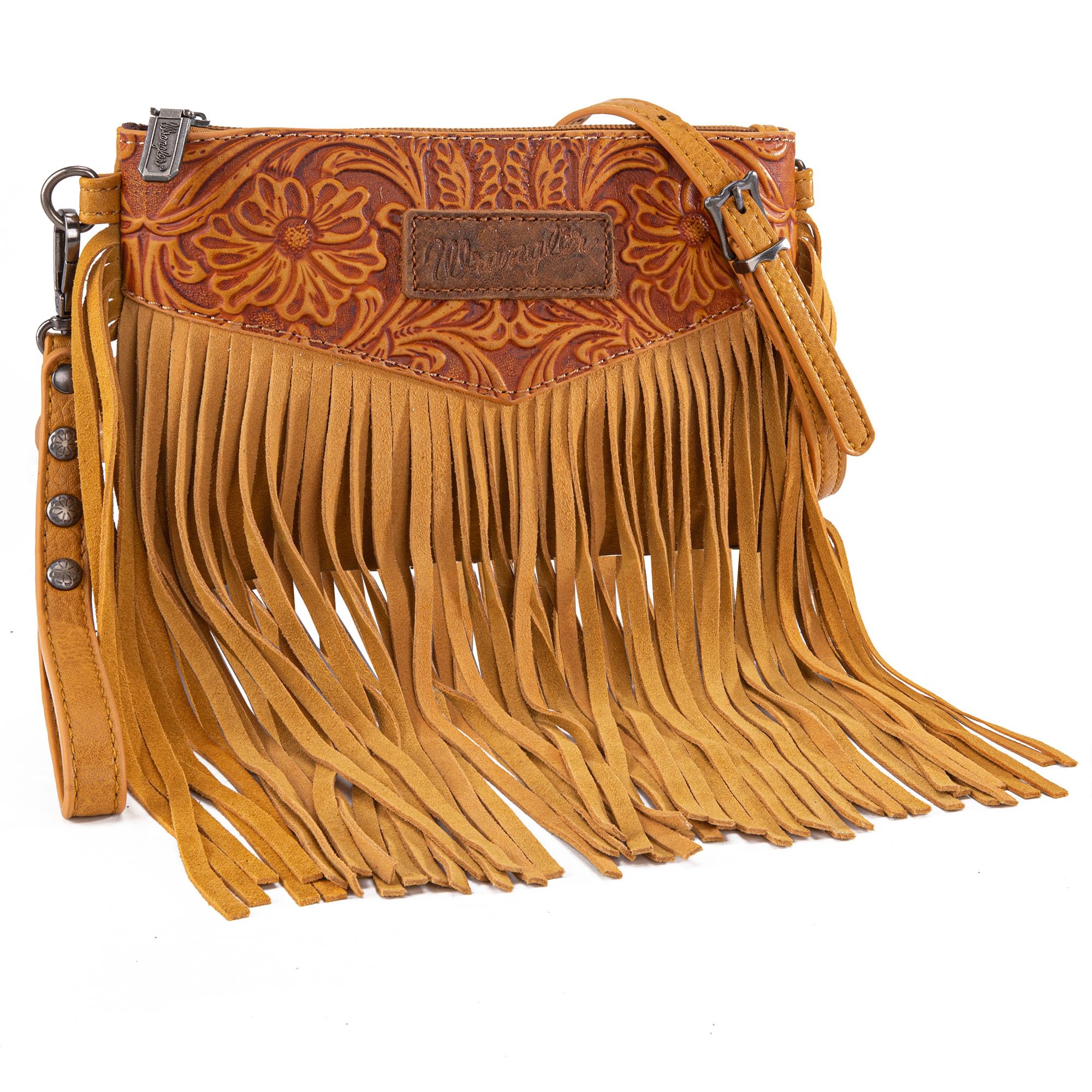 Wrangler, piccola borsa a tracolla da donna, con frange, stile western