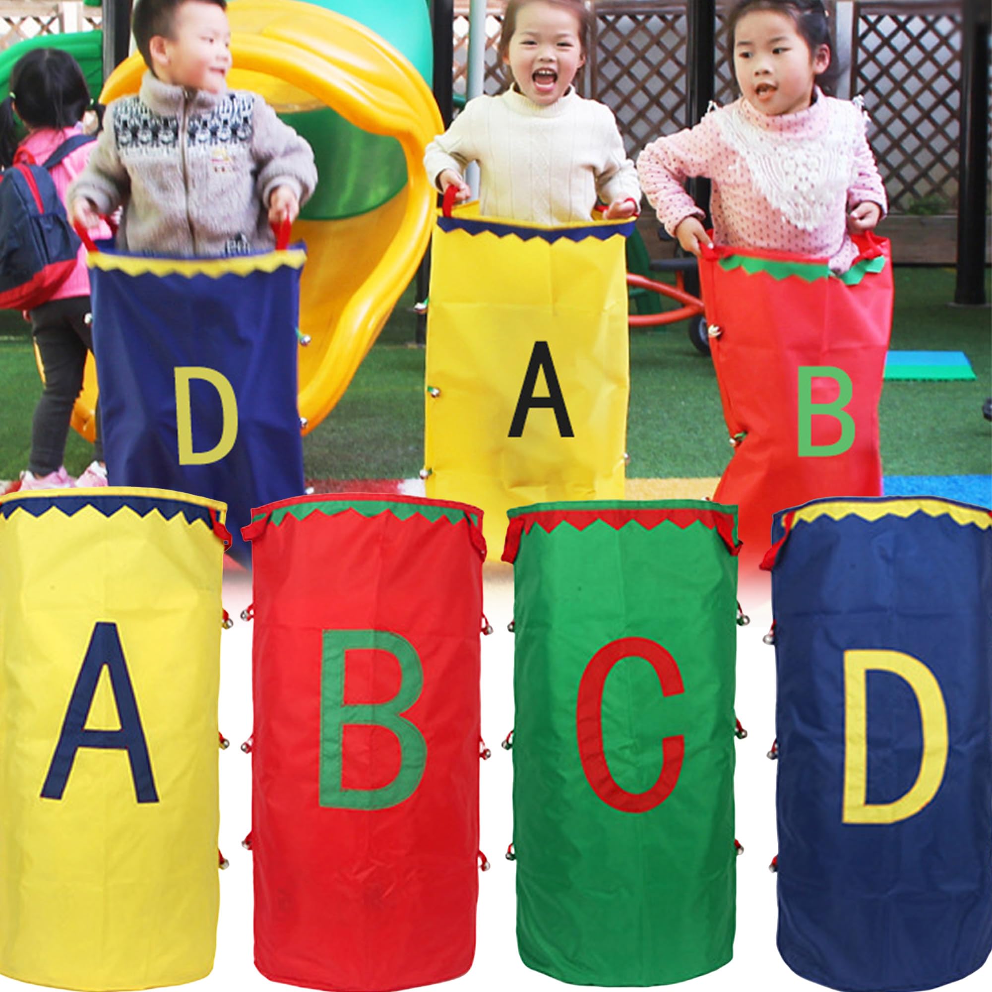 Potato Sack Race Bags, Set Hüpfsäcke für Kinder, Sackhüpfen Säcke & Dreibeinlauf, Outdoor Rasen Spiele, Gartenspiele für Kinder Erwachsene, Osternsuchspiel, Partyset für Kindergeburtstag.