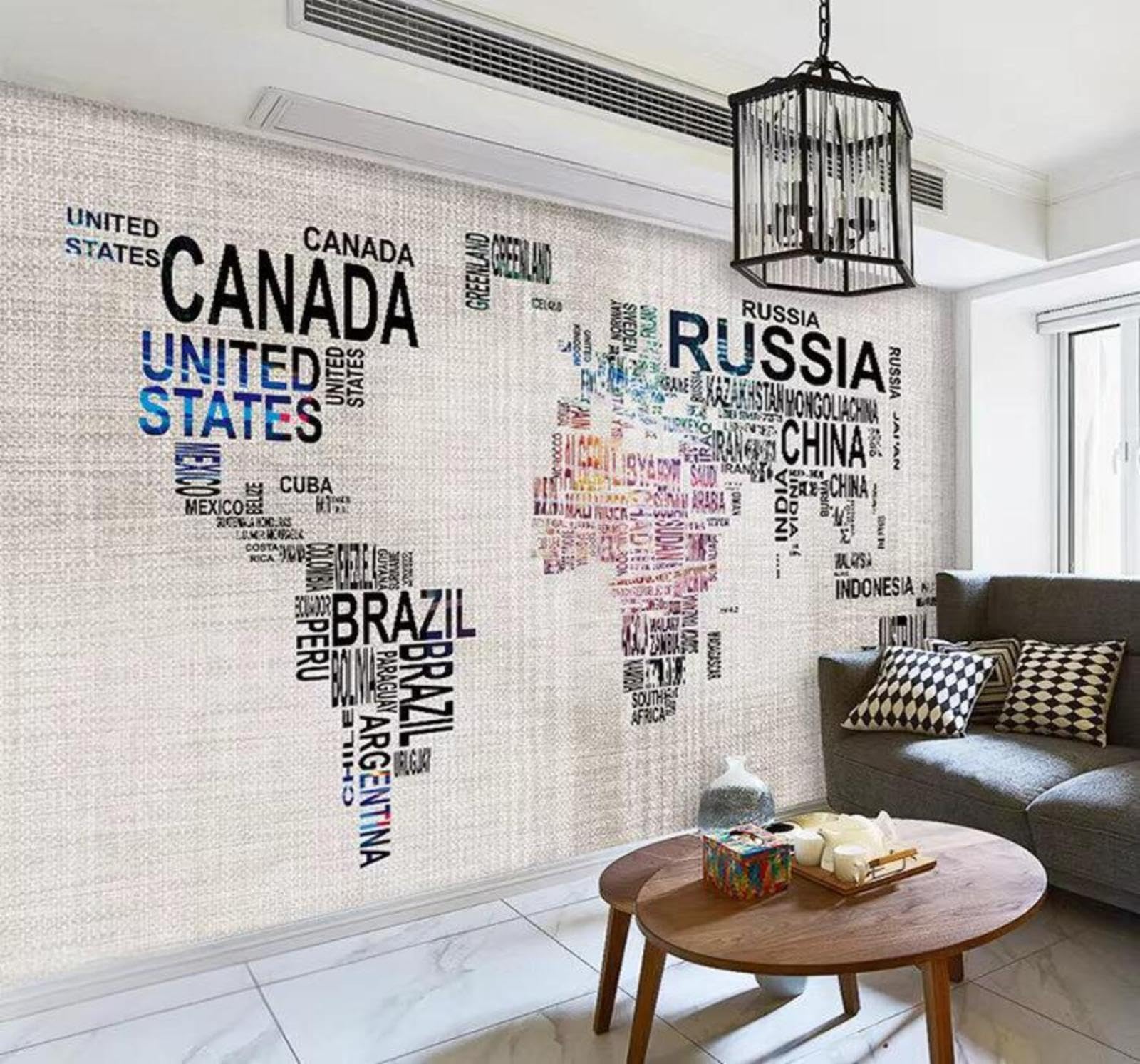 Creative Abstract Letters World Map Personalised 3D Wallpaper Easy Install Feature Office Living Room Sofa Bedroom TV Background Wall Decoration-400cm×280cm
