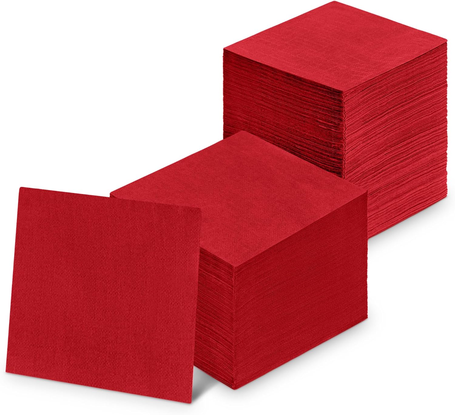 300-Pack Disposable Red Cocktail Napkins, 3-Ply, 5"x5" Beverage Paper Napkins, Decorative Dessert Napkins For Wedding, Kitchen, Bar Or Restaurant