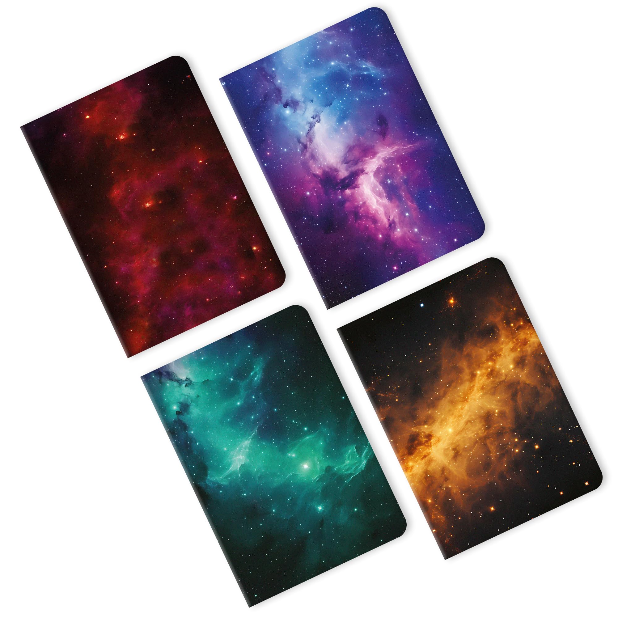 A5 Handy, Easy to Carry, Galaxy Ruled Set of 4 for doodling, Writing, Notes, Notebooks -Matte Finished - Journal Diary, Gift.(60 * 4=240 80 GSM Pages)