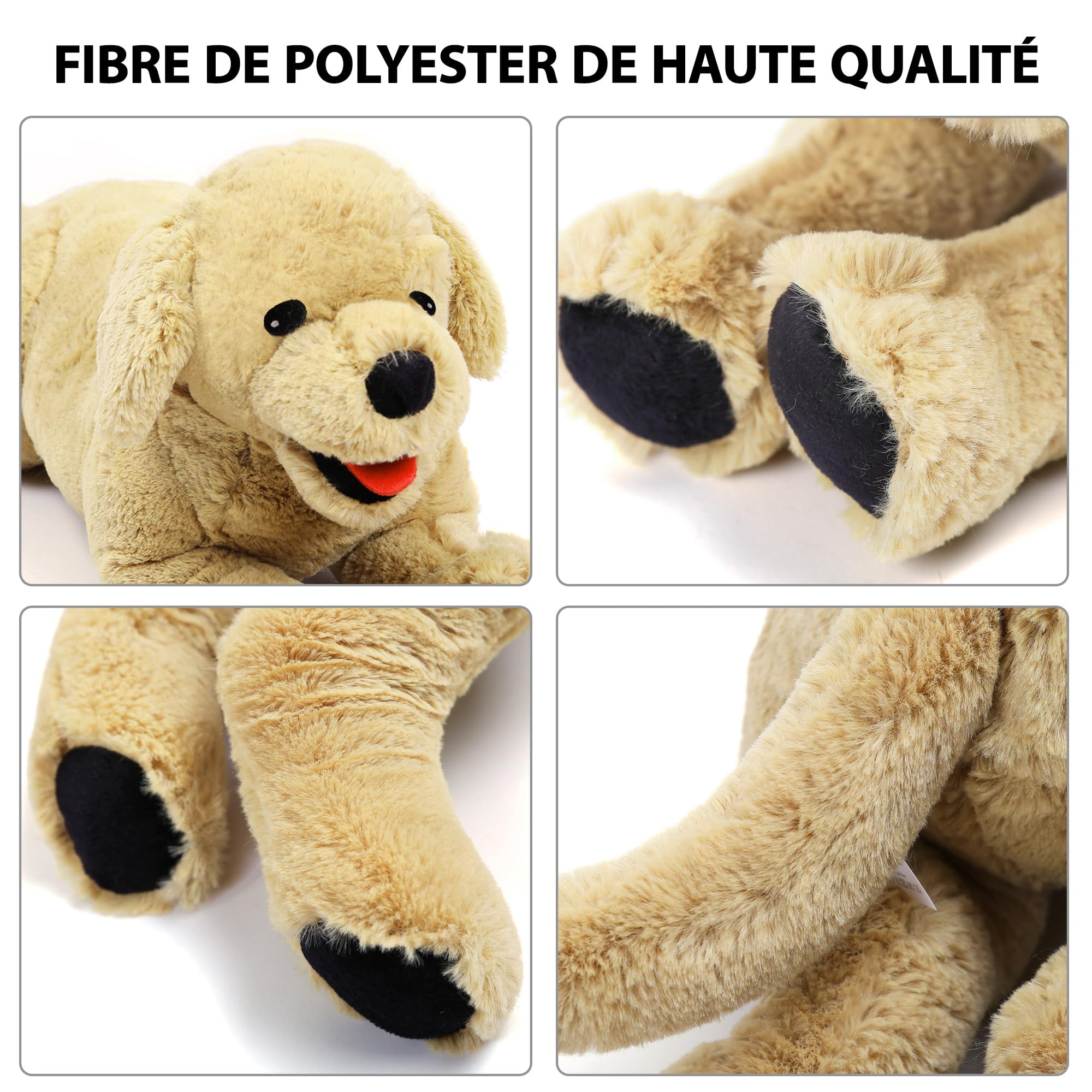 LotFancy Peluche Chien Golden Retriever Réaliste Douce Marron Clair, 52cm | Cadeau Parfait pour Les Amies Enfants Copines au Saint-Valentin FR helpe Anniversaire ou d'autres Fêtes
