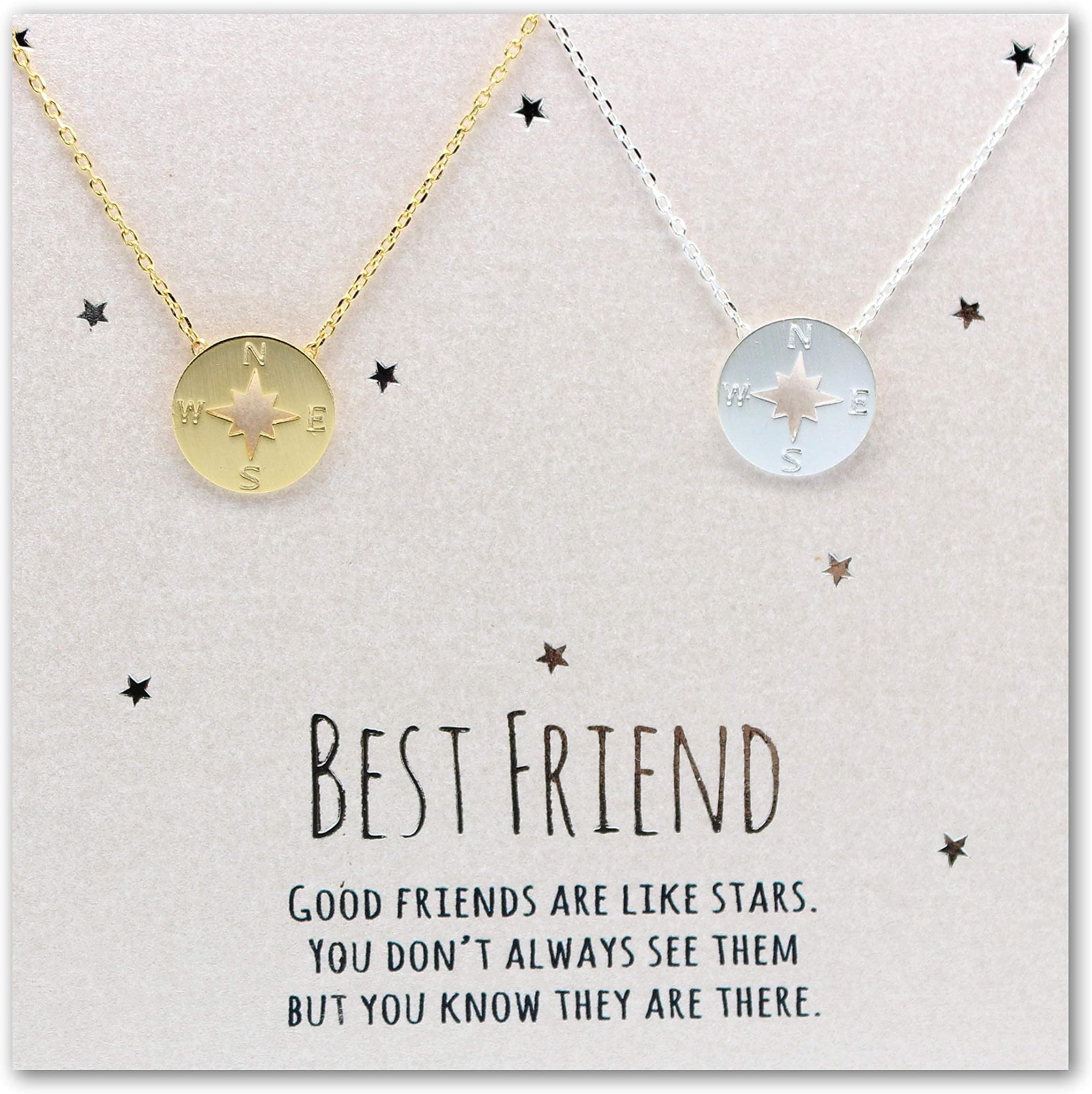 Compass Necklace for Girlfriends and women / 14K Gold plated dainty Necklace/Gold and SIlver color/Christmas gift