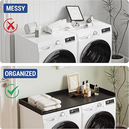 Miniatura 5 de Encimera de lavadora y secadora, 27.5 x 54 pulgadas de madera para organización de lavandería, encimera de lavandería sobre lavadora y secadora, con