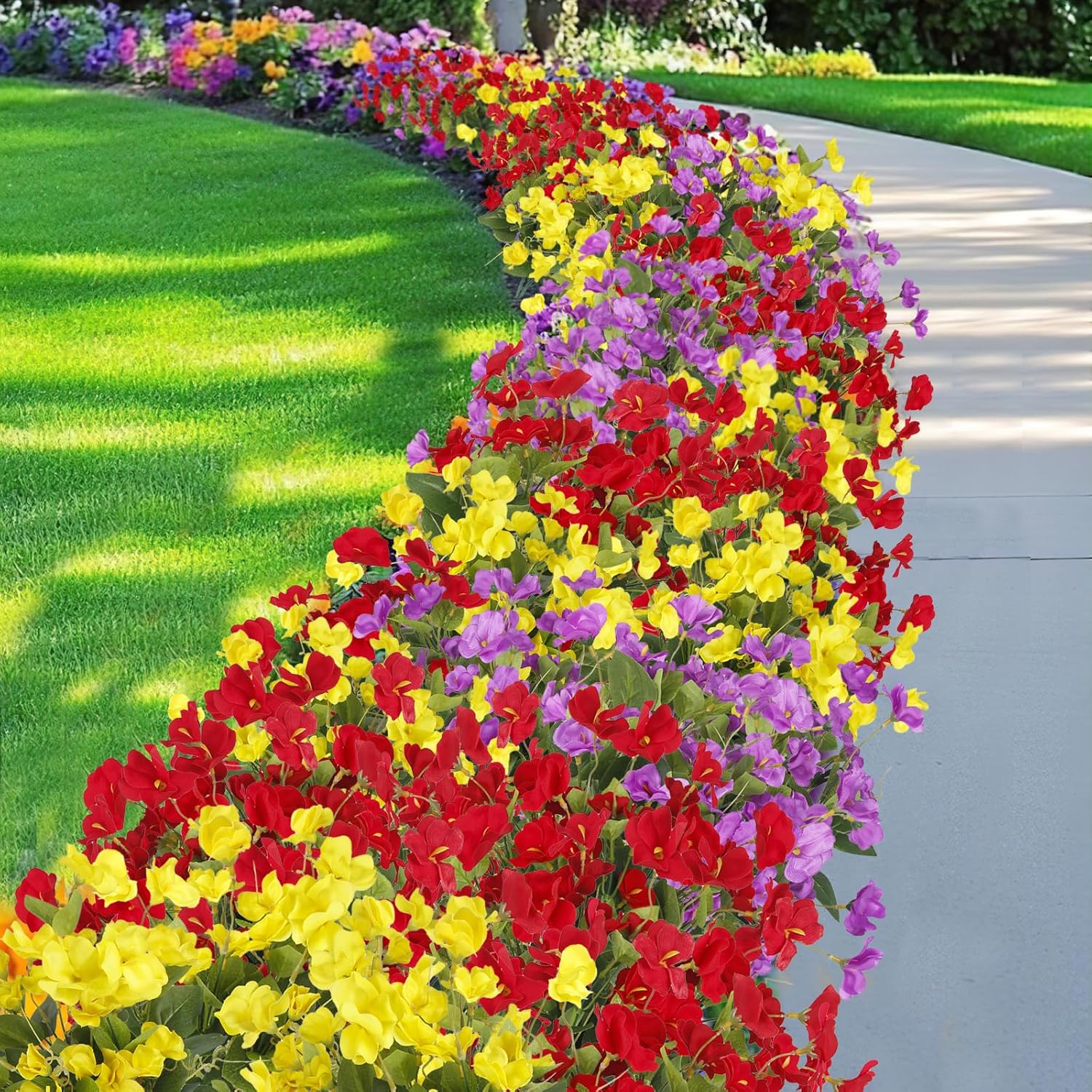 2 Pcs Artificial Flowers for Outdoors Hibiscus Faux Impatiens Outdoor Planters Red Artificial Tropical Flowers Realistic UV Resistant Silk Flowers for Outside Front Porch Spring Summer Decor - Image 7