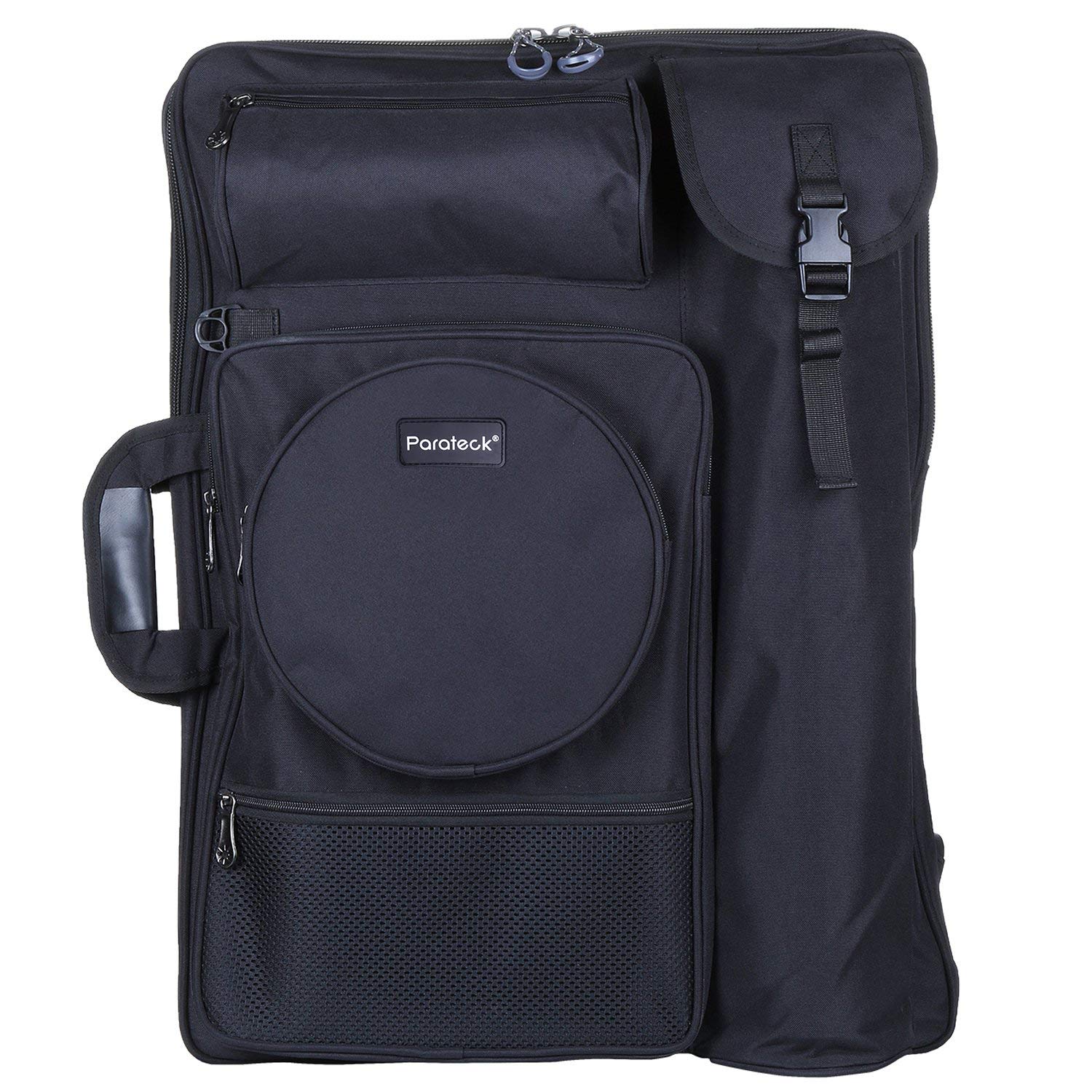 Welldeal Heavy Duty Art Portfolio Carry Case Bag Backpack 26" x 19" Student Artist Portfolio for Drawing Board Folding Easel Palette Sketch Paper Brushes Pencil (Black)