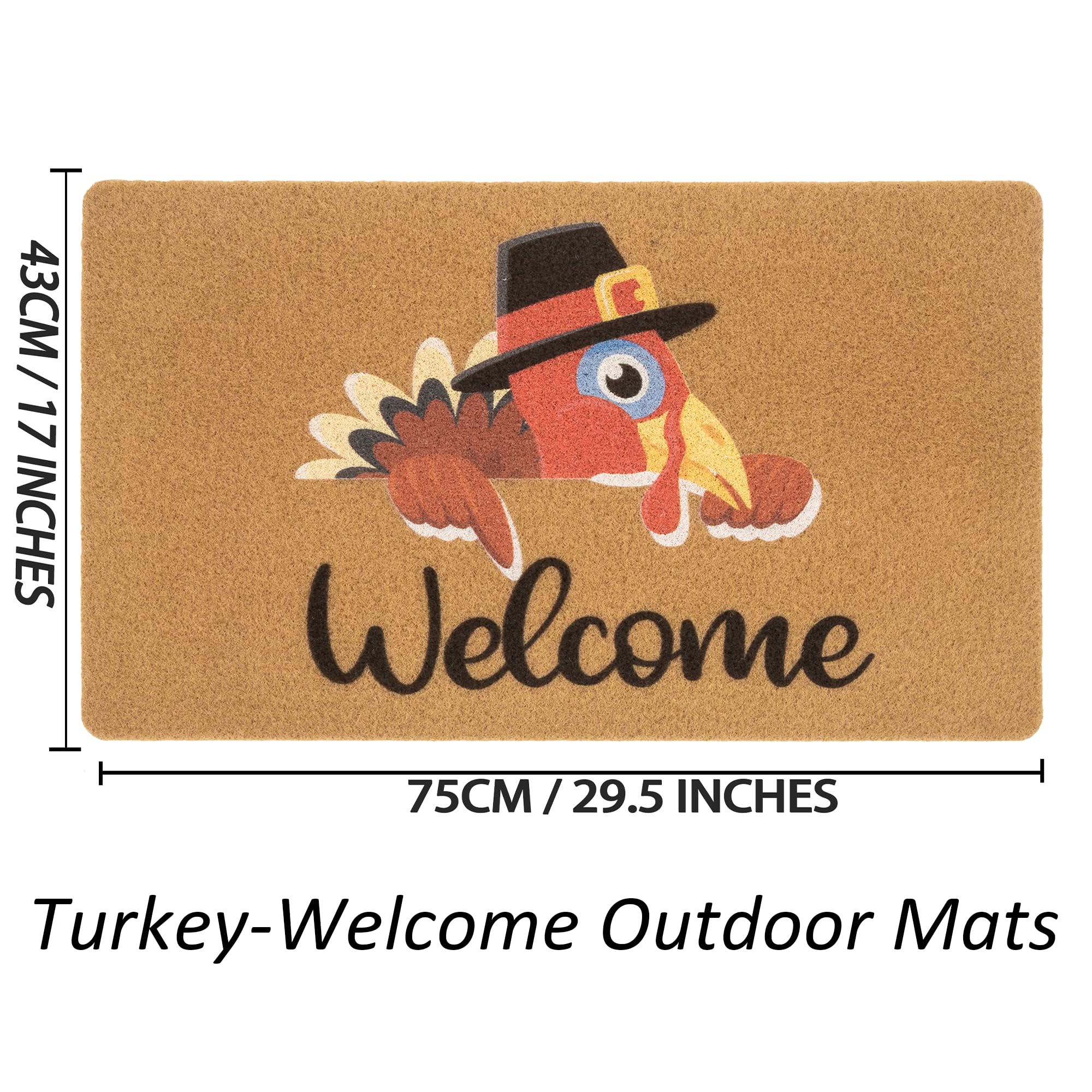 UTOWO Funny-Turkey Paillasson antidérapant en fausse fibre de coco Motif citrouilles 43,2 x 73,2 cm