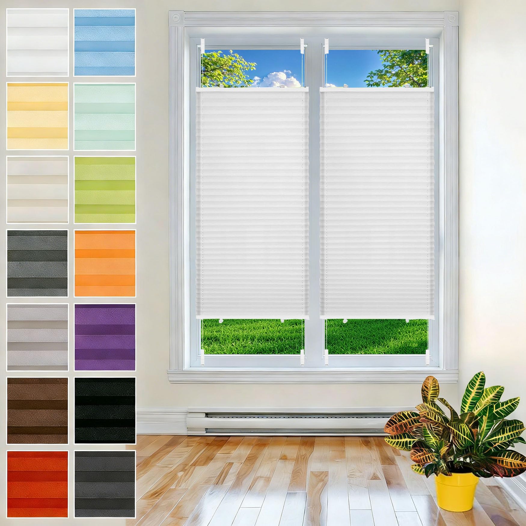 Store plissé 85x40 opaque blanc store fenêtre sur mesure cuisine