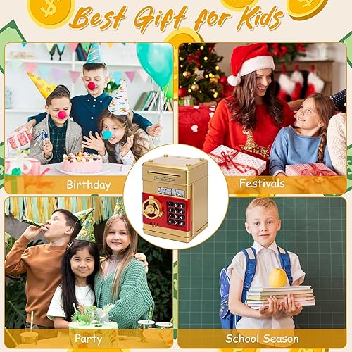 Miniatura 7 de Hucha Boalord para adultos y niños, caja de dinero segura para cajeros automáticos para niños y niñas, moneda grande para dinero en efectivo, cajero