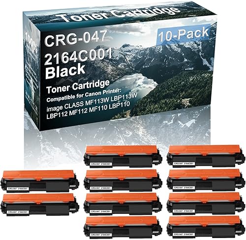 10 Pack Compatible Laser Printer Cartridge (High Yield) Replacement for Canon 047 CRG-047 | 2164C001 Imaging Cartridge use for Canon Image Class