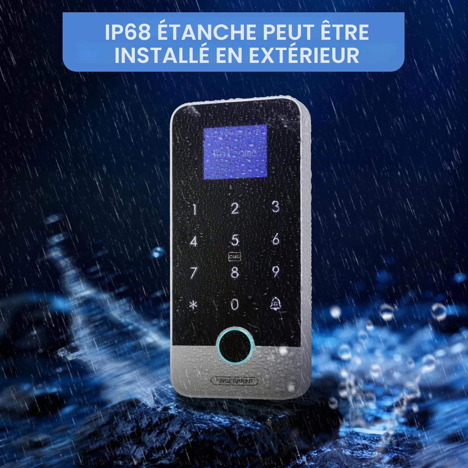 Système d'entrée de porte avec clavier de contrôle d'accès étanche, alimentation DC 12 V, interrupteur de déverrouillage de porte, (serrure électrique) et porte-clés RFID 125 kHz