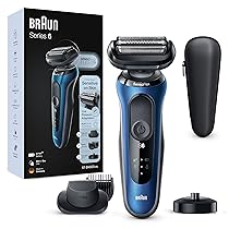 Braun Series 6 Rasoio Elettrico Barba, Regolabarba Uomo EasyClick, Base Di Ricarica, SensoFlex, Wet&Dry, Ricaricabile, Custodia da Viaggio, Rasoio A Lamina Senza Fili, 61-B4500cs Blu