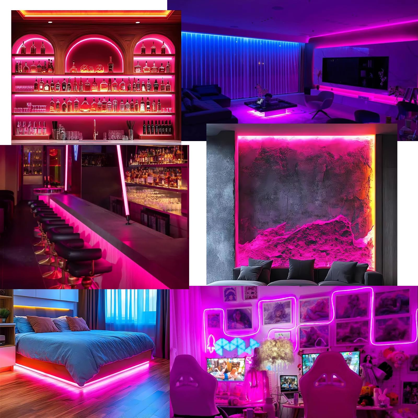 STHomedeco Tira LED COB - Striscia Adesive 220v Da Interno Esterno Impermeabile, Alta LuminositÃ Striscia IP65, Strip LED per Commerciale, Camera da letto (Rosa, 7M)