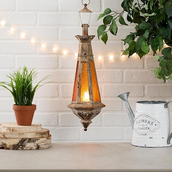 Gifts & Decor Amber Teardrop Lantern